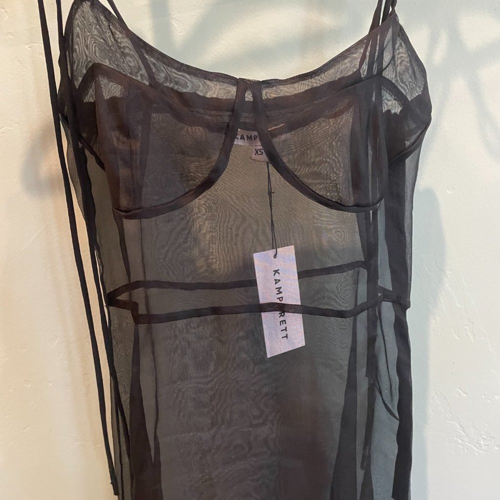 KAMPERETT Rae Silk Organza Black Dress NWT - Picture 5 of 7